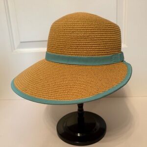 SUN N SAND HAT STRAW BLUE ACCENT UPF 50 HOOK LOOP FASTENER